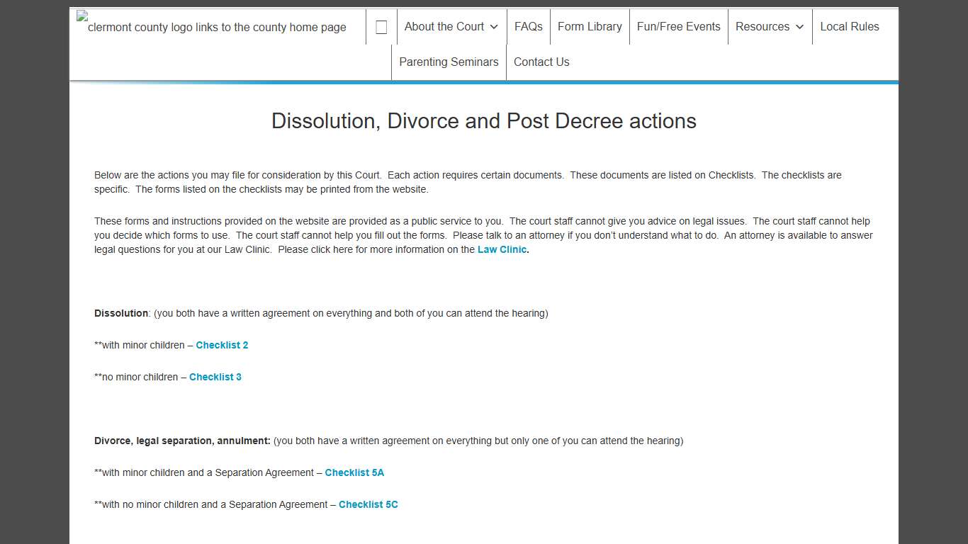 Dissolution, Divorce and Post Decree actions | Domestic Relations Court of Clermont County